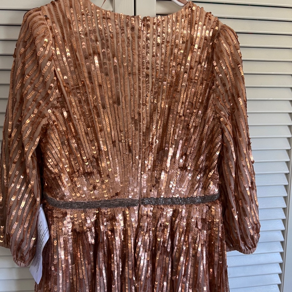 NWT Mac Duggal Sequined Wrap Over 3/4 Sleeve Gown Dress 5509 - Picture 7 of 14